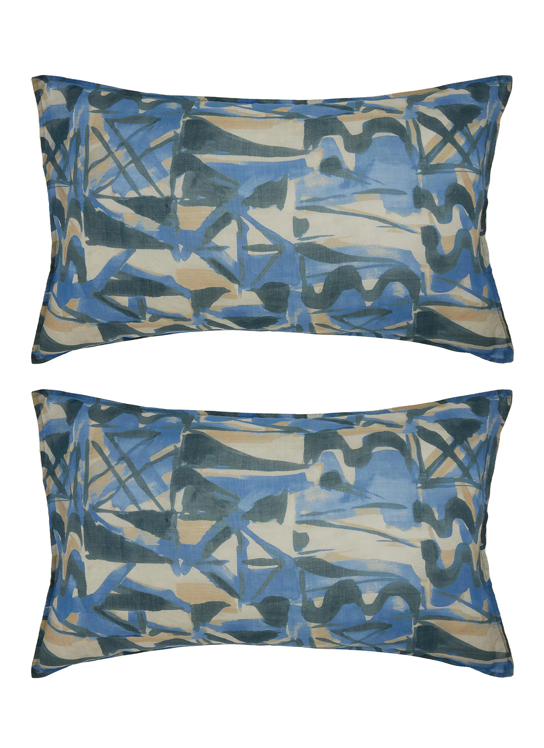 -----------SOCIETY LIMONTA ---- ------------ ----Nap Décor Printed Ramie Pillowcase Set of 2 — Cielo --