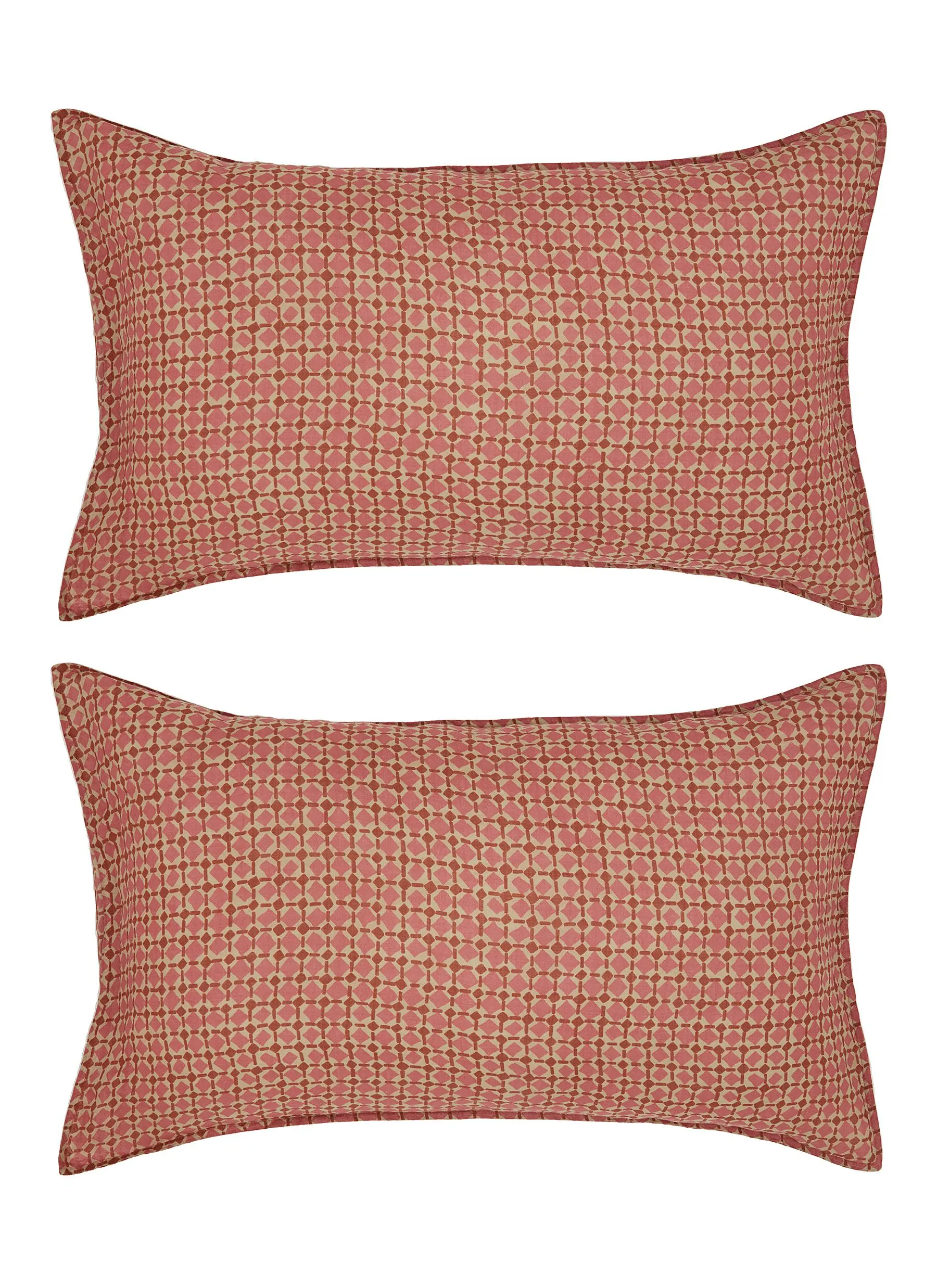 -----------SOCIETY LIMONTA  ---- ------------ ----Nap Grid Printed Ramie Pillowcase Set of 2 — Fucsia --