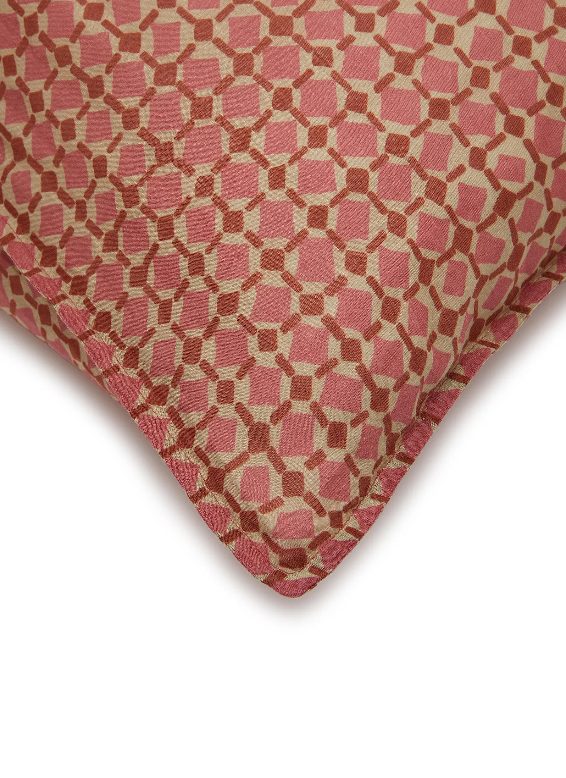 -----------SOCIETY LIMONTA  ---- ------------ ----Nap Grid Printed Ramie Pillowcase Set of 2 — Fucsia --