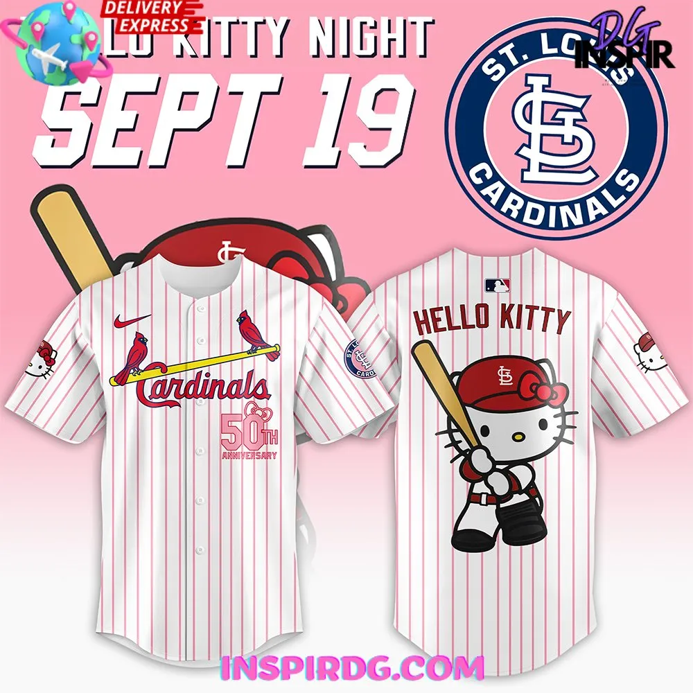 -St. Louis Cardinals Hello Kitty 50th Anniversary Baseball Jersey