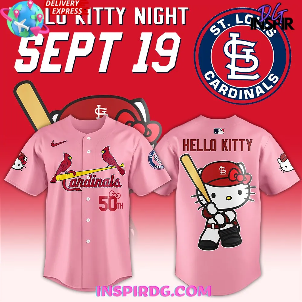 -St. Louis Cardinals x Hello Kitty 50th Anniversary Baseball Jersey