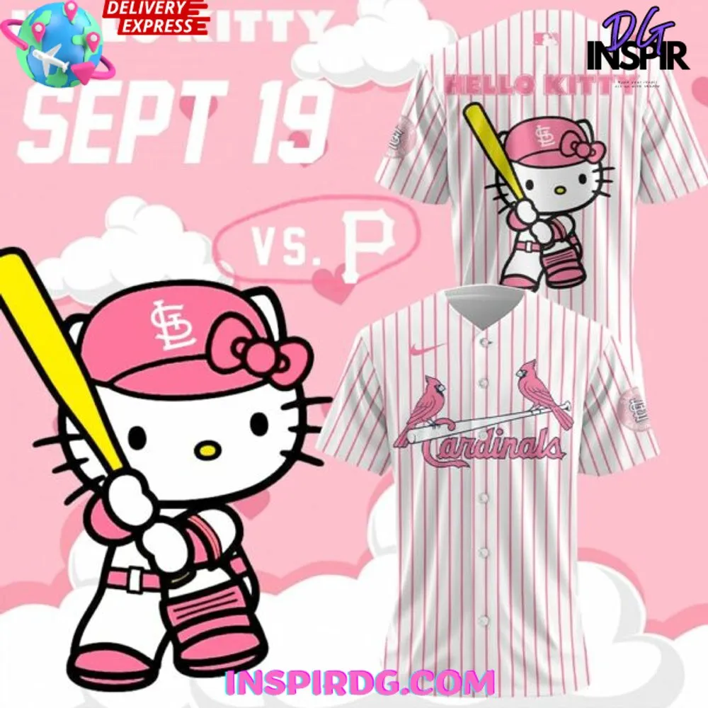 -St. Louis Cardinals x Hello Kitty Night Pastel Baseball Jersey