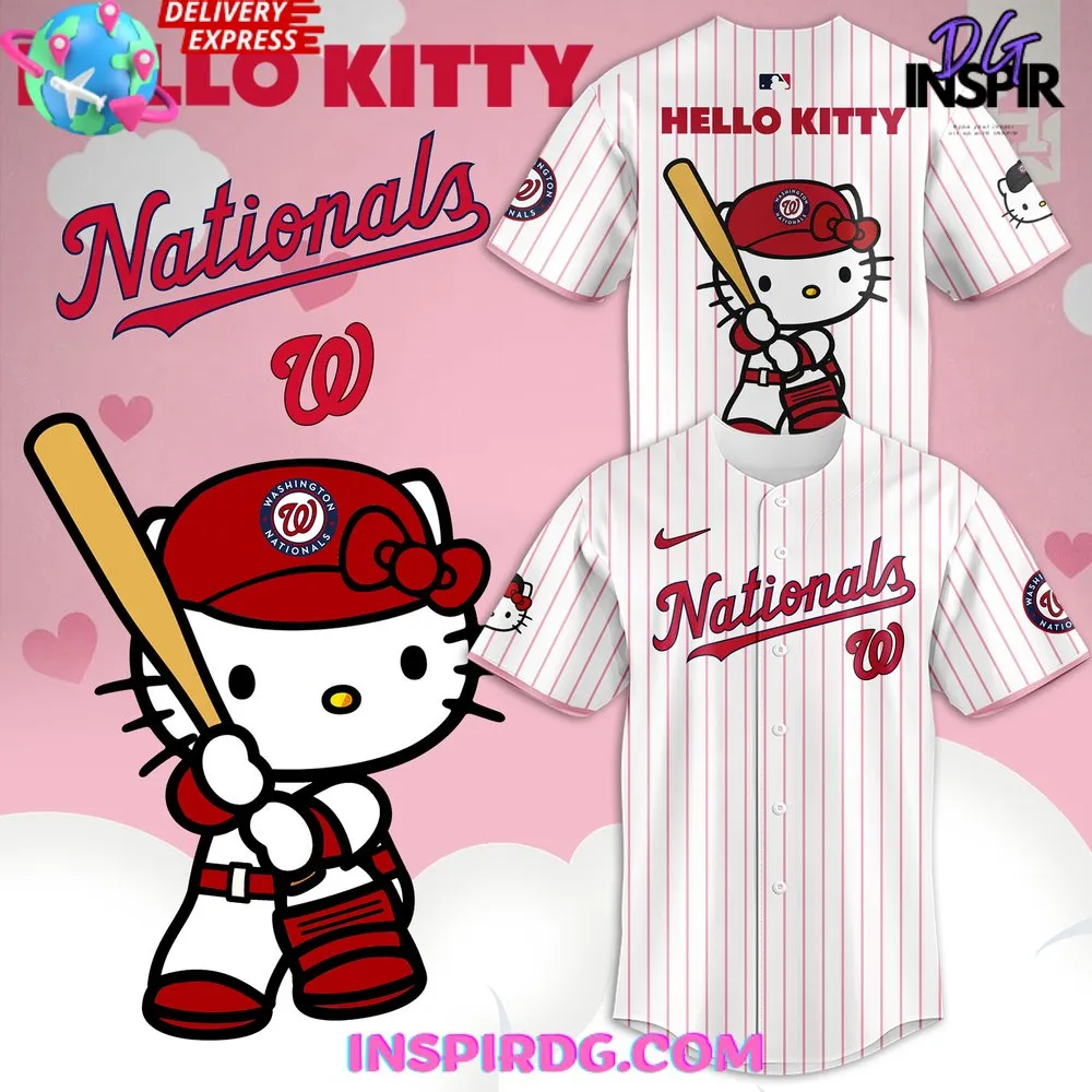 -Washington Nationals x Hello Kitty 2024 Stripe Baseball Jersey