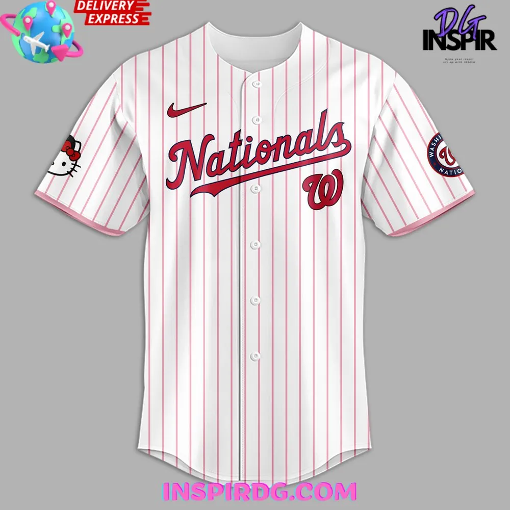 -Washington Nationals x Hello Kitty 2024 Stripe Baseball Jersey