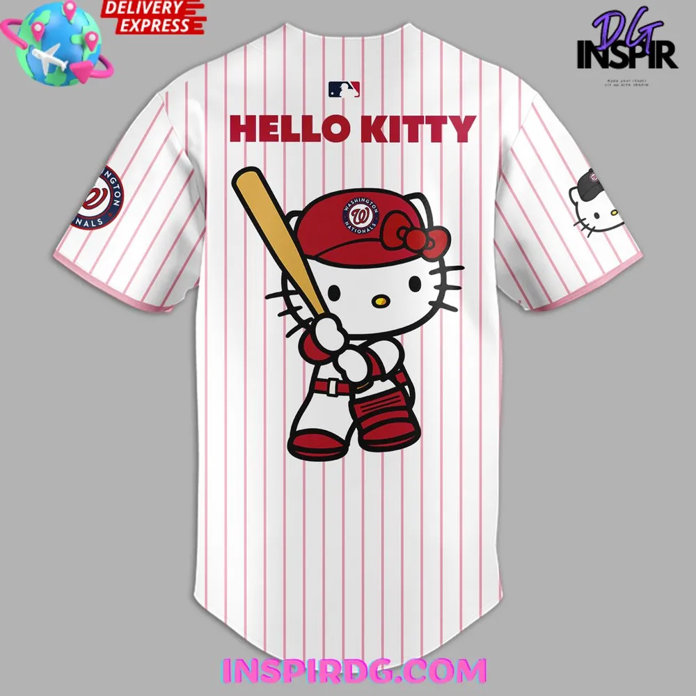 -Washington Nationals x Hello Kitty 2024 Stripe Baseball Jersey