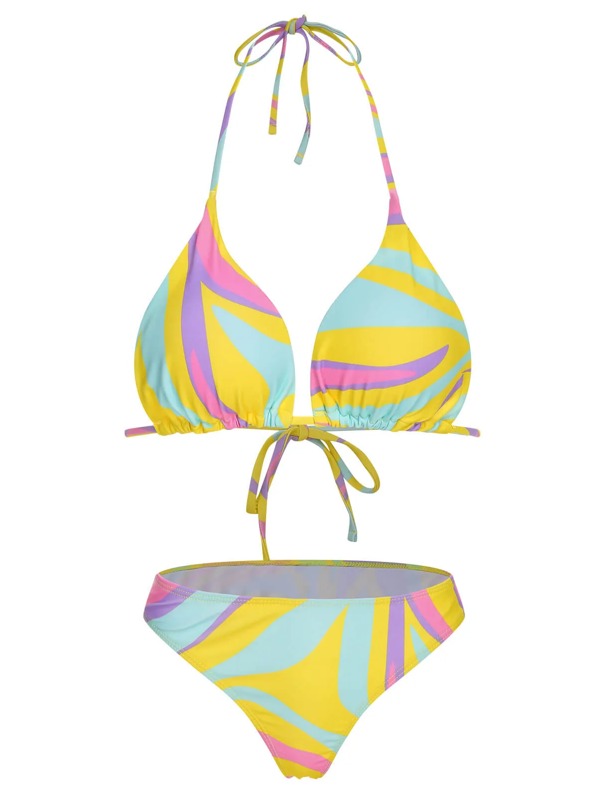 1950s Colorful Halter Bikini Set & Cover-Up