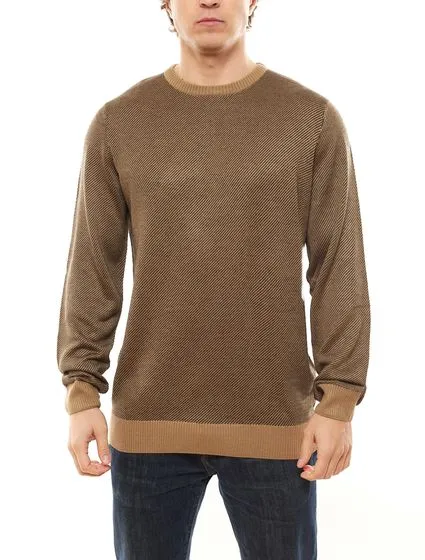 2er Sparpack BLEND Londres Herren Rundhals-Sweatshirt Feinstrick-Pullover 20712232 171022 Braun