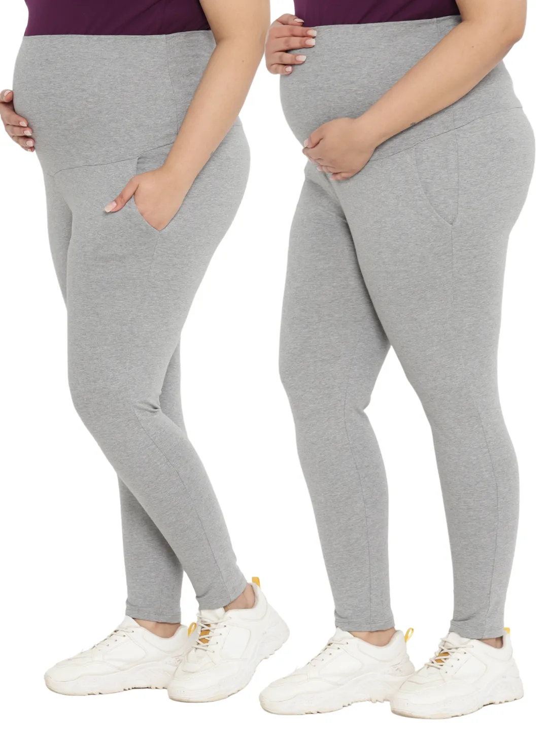 2pc. Plus-size Maternity Overbelly Leggings