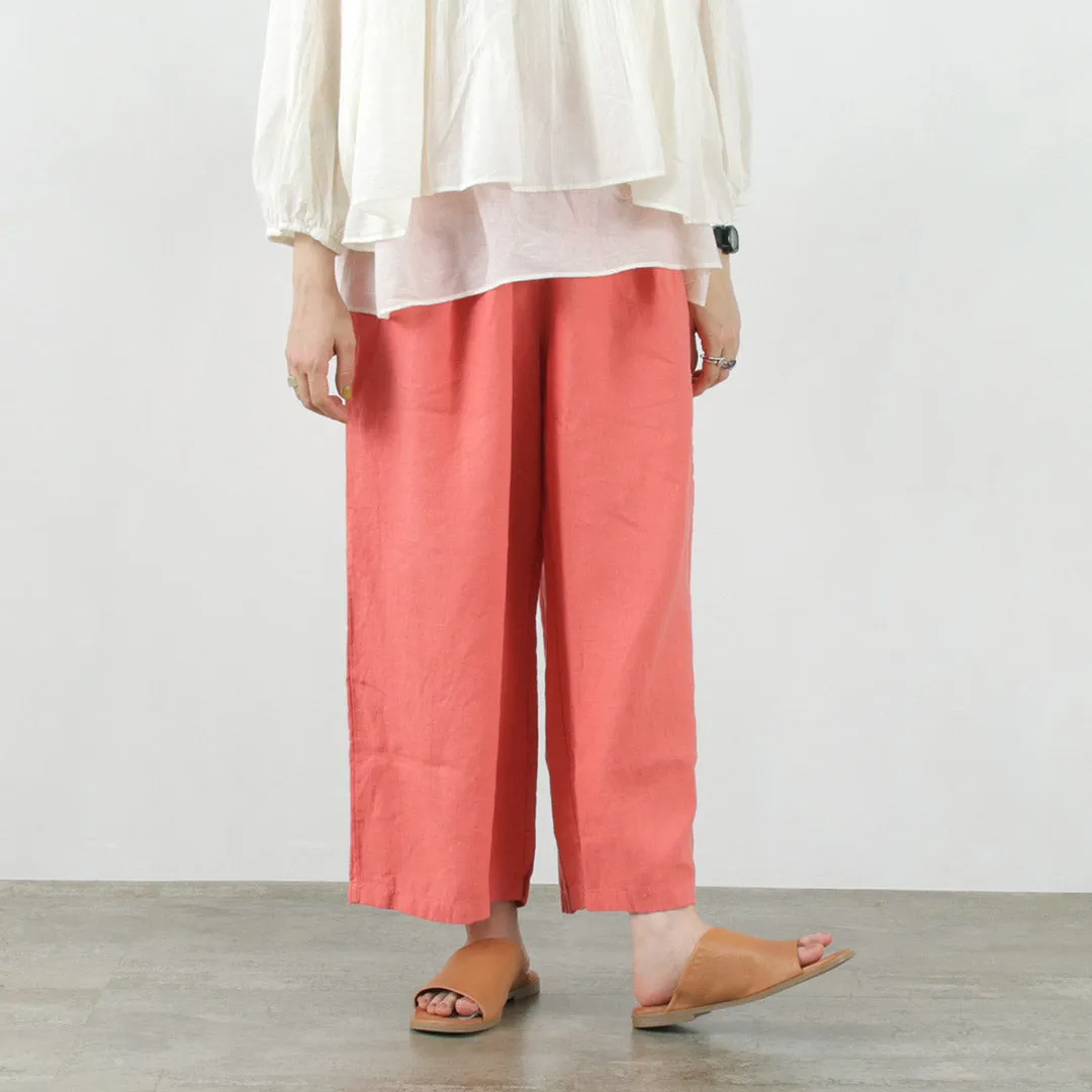 【30％OFF】LAITERIE（レイトリー） リユールリネン ワイドタックパンツ / ボトムス 総ゴム ウエストゴム イージー 麻 RELIERLINEN WIDE TUCK PANTS【セール】