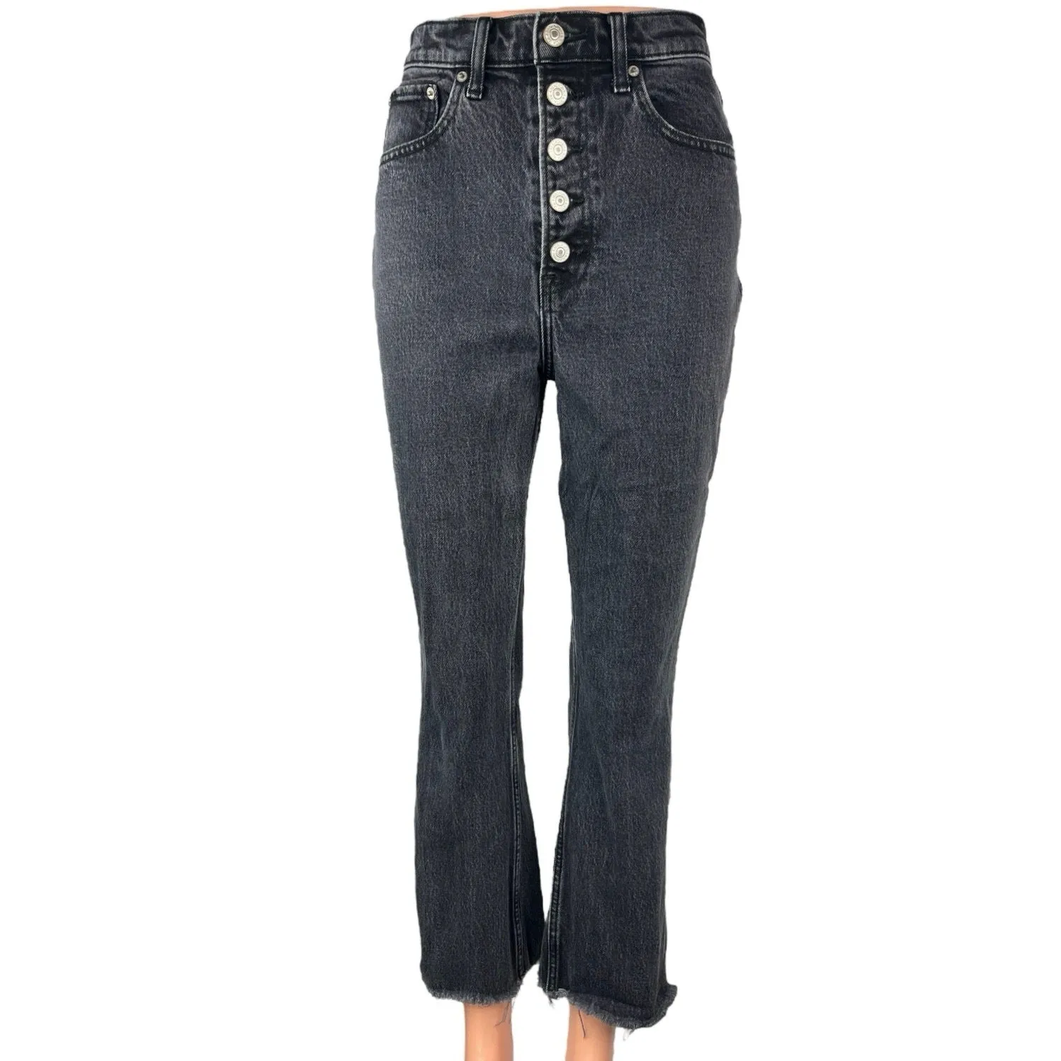 Abercrombie & Fitch Black Button Fly High Rise Bootcut Denim Jeans Size 26