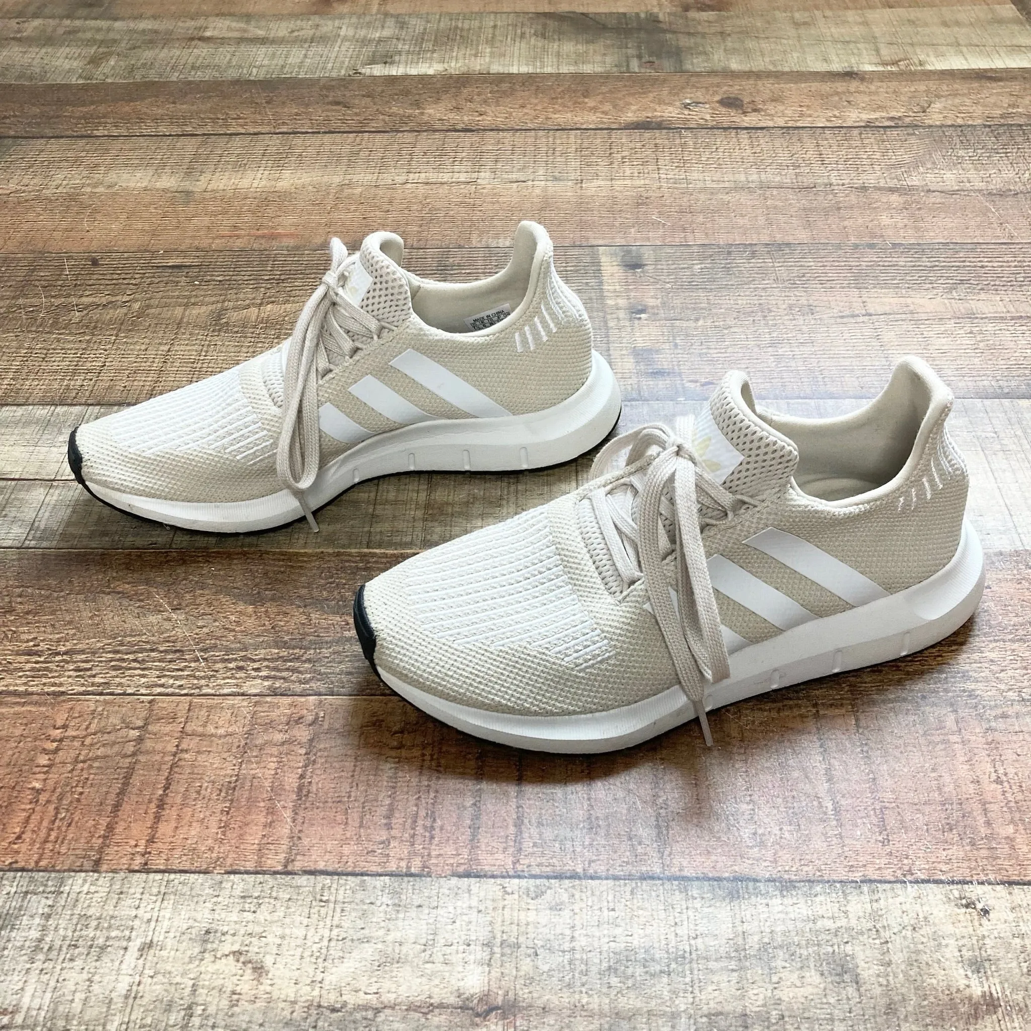 Adidas Tan and White Swift Run Sneakers- Size 7.5 (Brand New Condition)