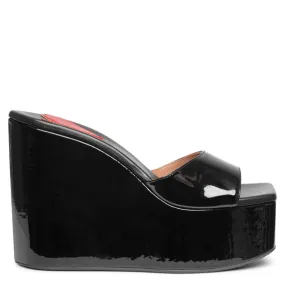Alaïa Color Wedge 120 black patent mules