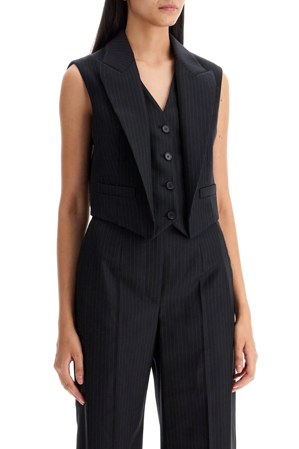 Alexander McQueen    Alexander Mcqueen Pinstriped Vest With