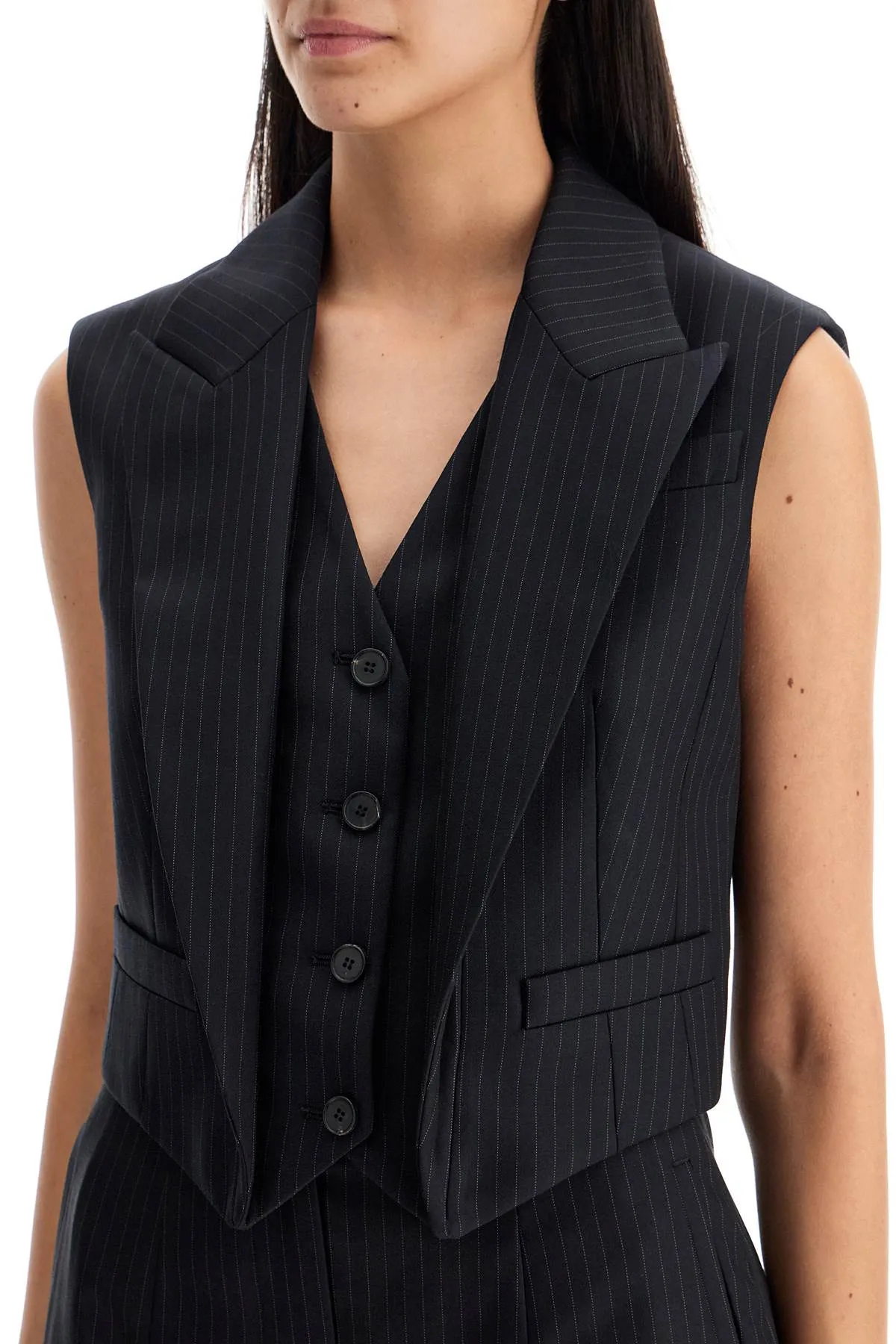 Alexander McQueen    Alexander Mcqueen Pinstriped Vest With