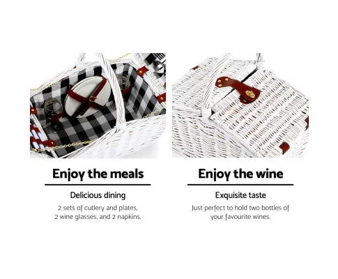Alfresco 2 Person Picnic Basket Set Insulated Blanket Bag