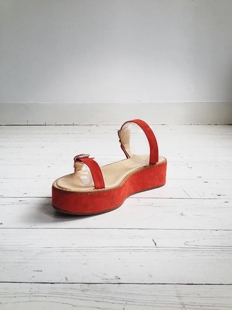 Ann Demeulemeester red flatform sandals (39) — spring 2004
