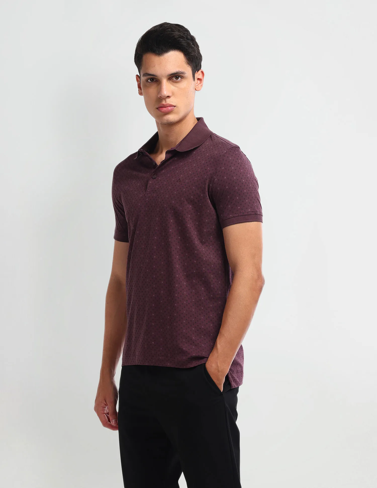 Arrow Geometric Print Cotton Polo Shirt