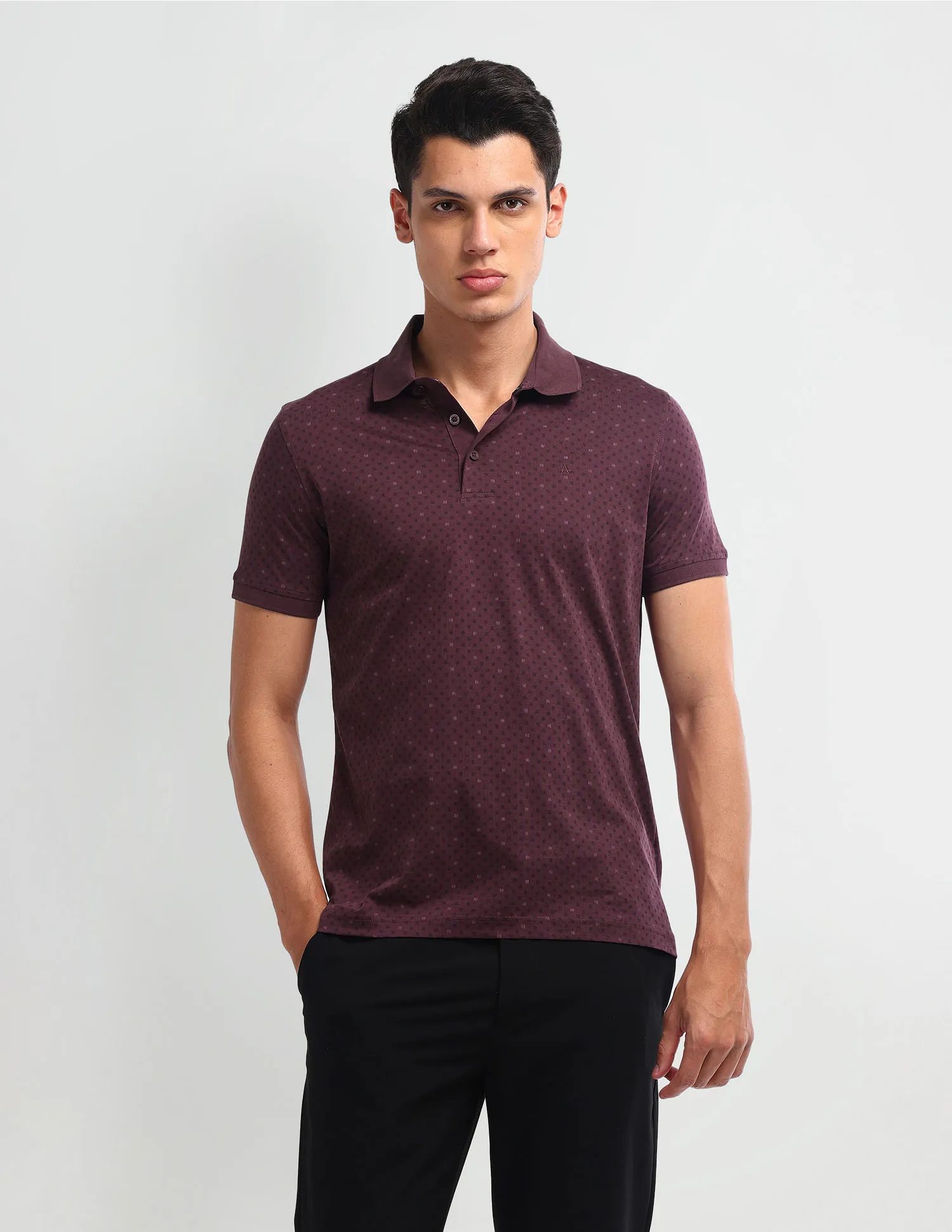 Arrow Geometric Print Cotton Polo Shirt