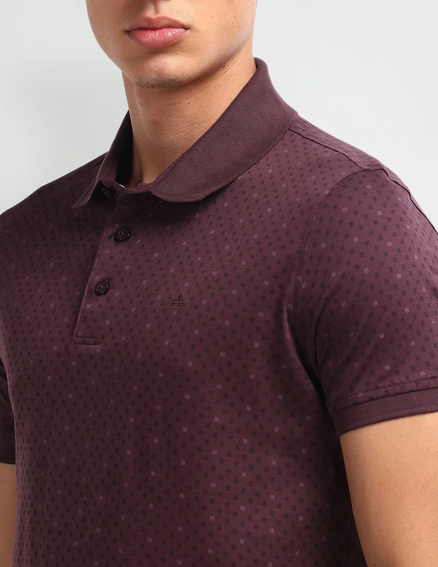 Arrow Geometric Print Cotton Polo Shirt