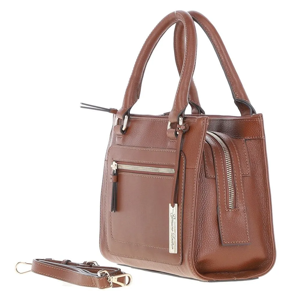 Ashwood Three Section Leather Tote Shoulder Bag Tan: Z-73