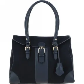 Ashwood Two Section Flap Over Suede Tote Bag Navy: S-14