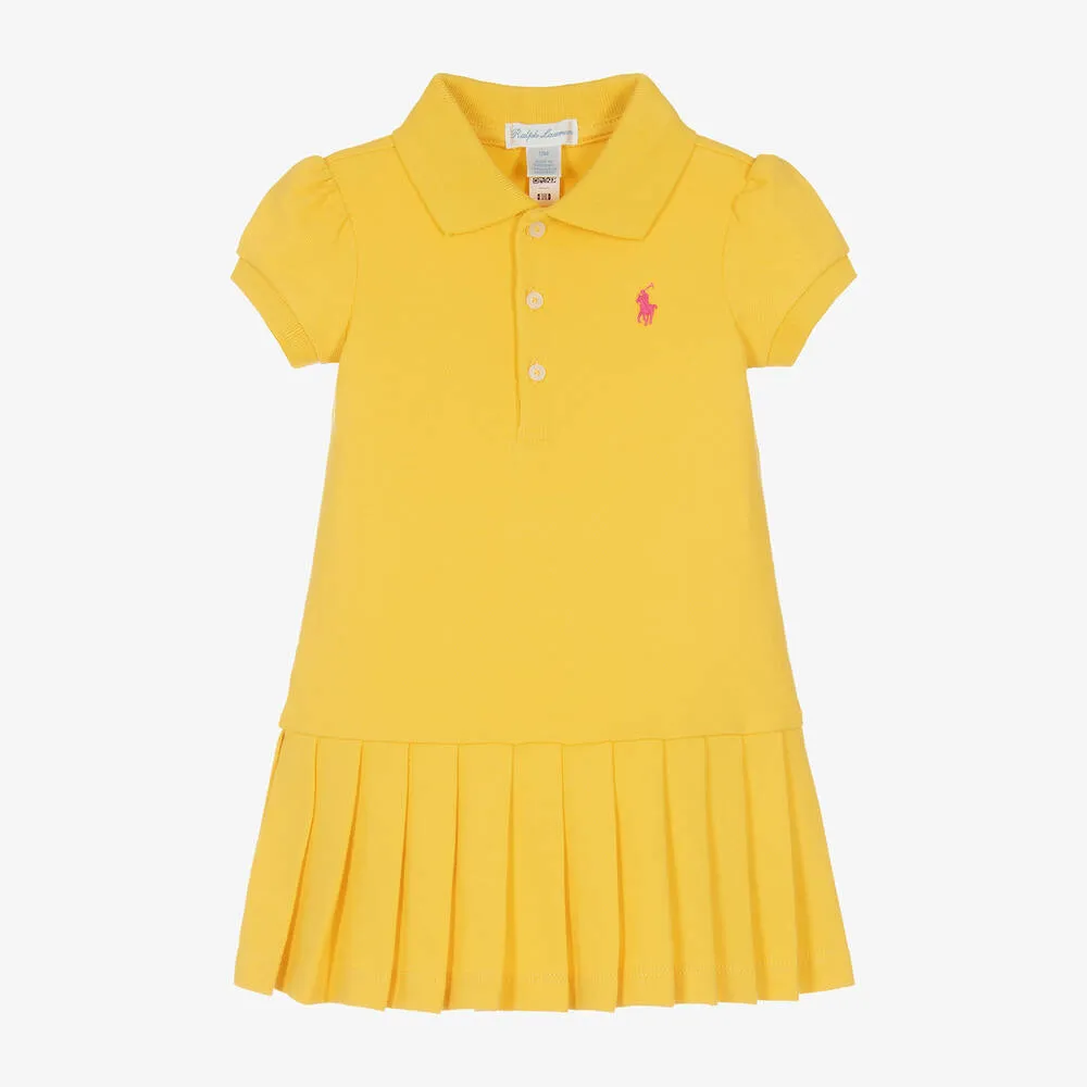 Baby Girls Yellow Pleated Polo Dress