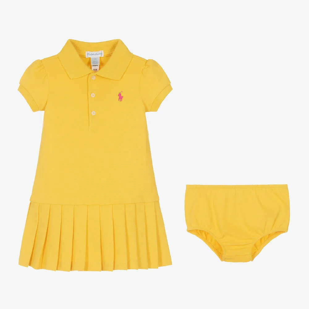 Baby Girls Yellow Pleated Polo Dress