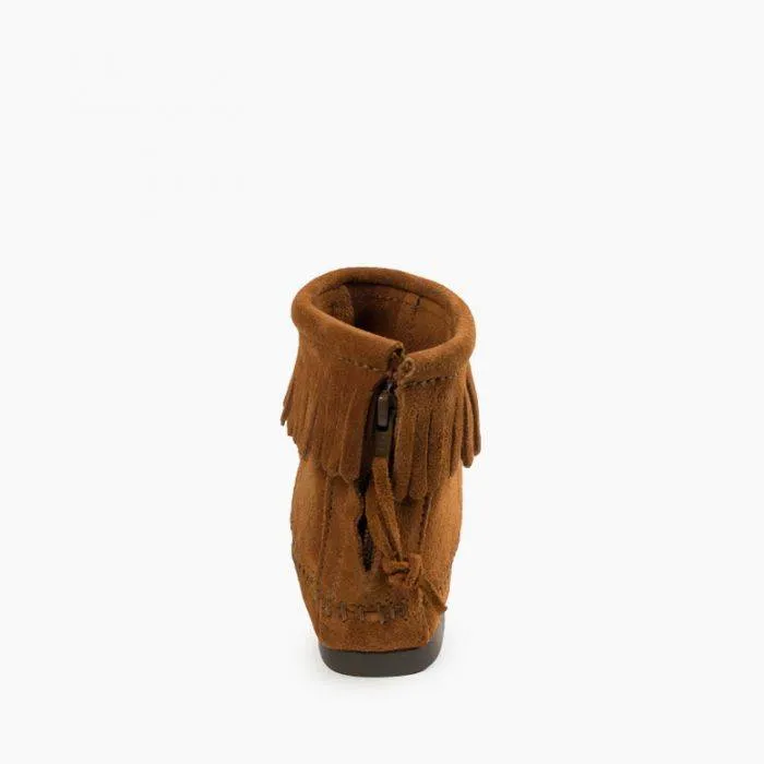  Back Zip Hardsole Boot in Brown  