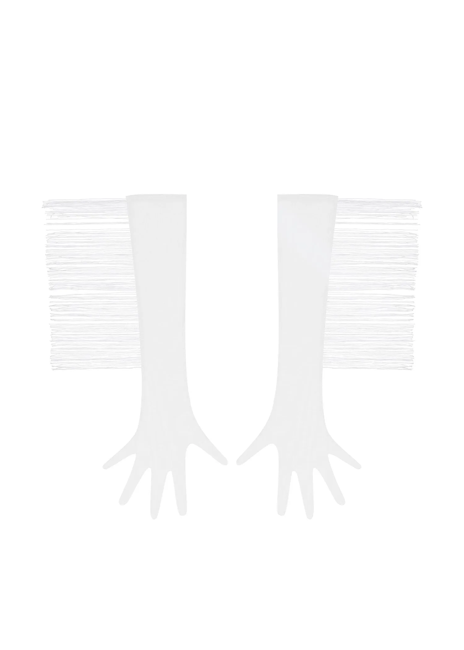     Baed Stories Long Mesh Gloves With Fringe (White)