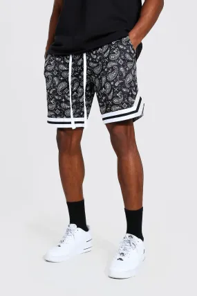Bandana Print Mesh Basketball Short