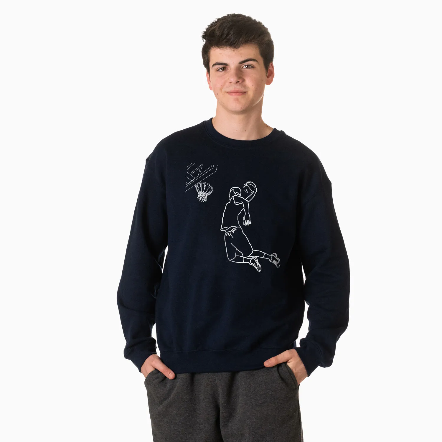 Basketball Crewneck Sweatshirt - Basketball Player Sketch 