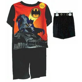 Batman Boy's Black 3-Piece Short Sleeve Pajama Sleepwear Set