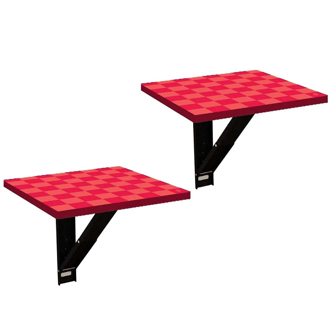 Bedside Table Folding Wall - Red Orange Check