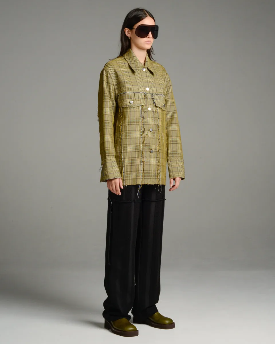 Beige Houndstooth Workers Jacket