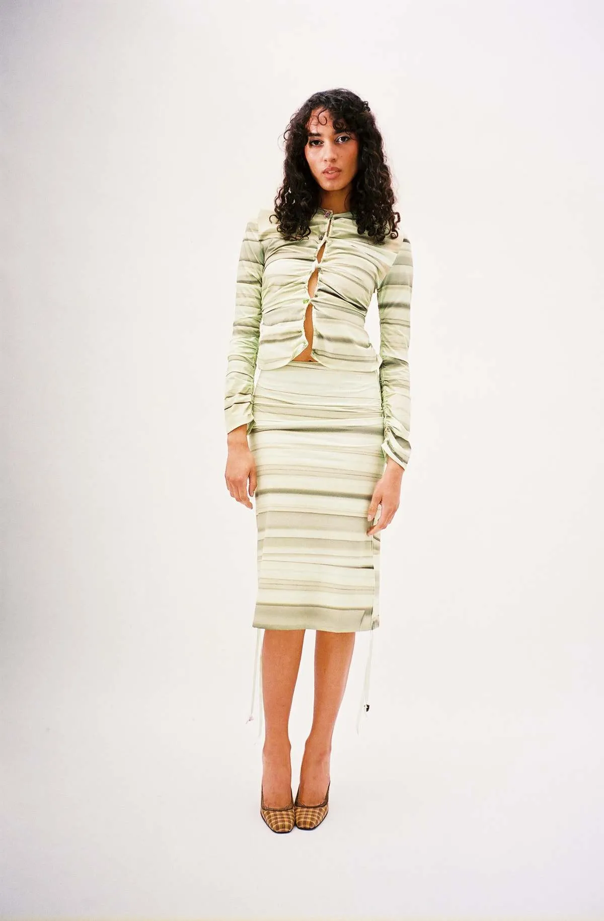 Betty Skirt - Green Stripe