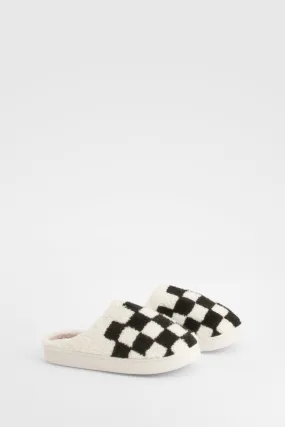 Borg Checkboard Mule Slipper