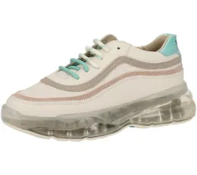 BRONX Bubbly sneakers da donna in vera pelle con motivo coccodrillo scarpe stringate in nappa 66332-AC bianco