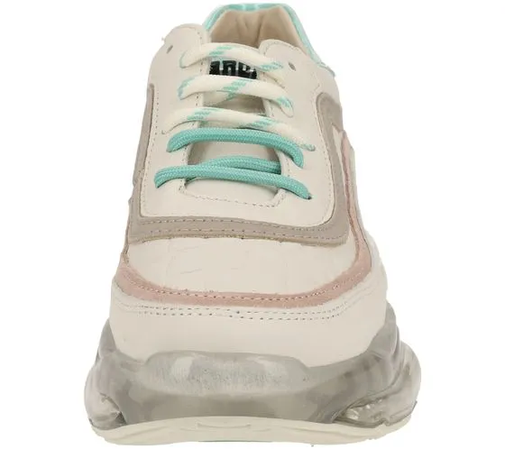 BRONX Bubbly sneakers da donna in vera pelle con motivo coccodrillo scarpe stringate in nappa 66332-AC bianco