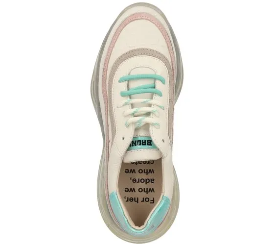 BRONX Bubbly sneakers da donna in vera pelle con motivo coccodrillo scarpe stringate in nappa 66332-AC bianco