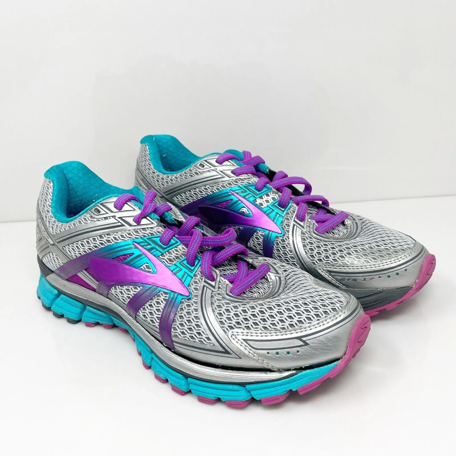 Brooks Womens Adrenaline GTS 17 1202311B055 Gray Running Shoes Sneakers Sz 8.5 B