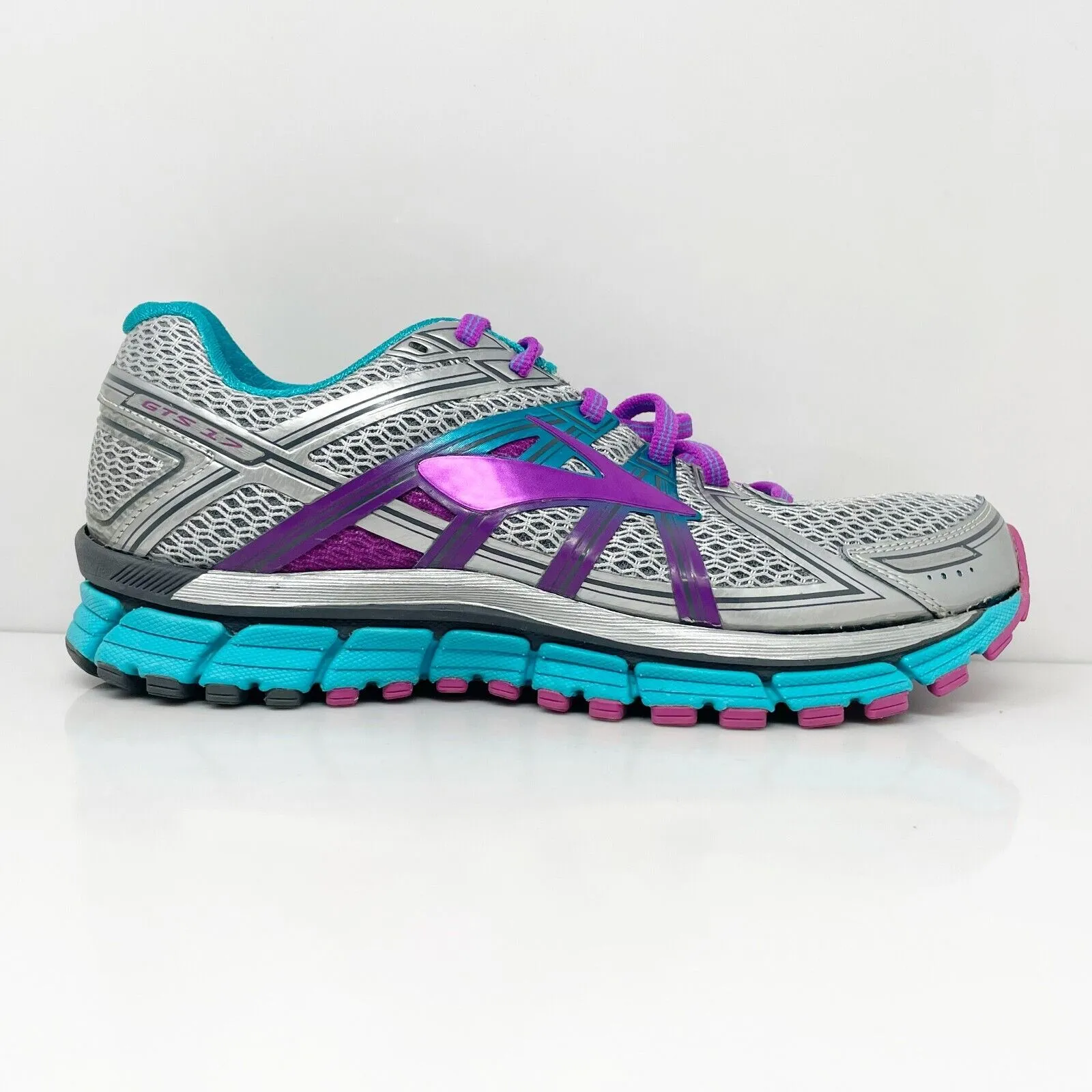 Brooks Womens Adrenaline GTS 17 1202311B055 Gray Running Shoes Sneakers Sz 8.5 B