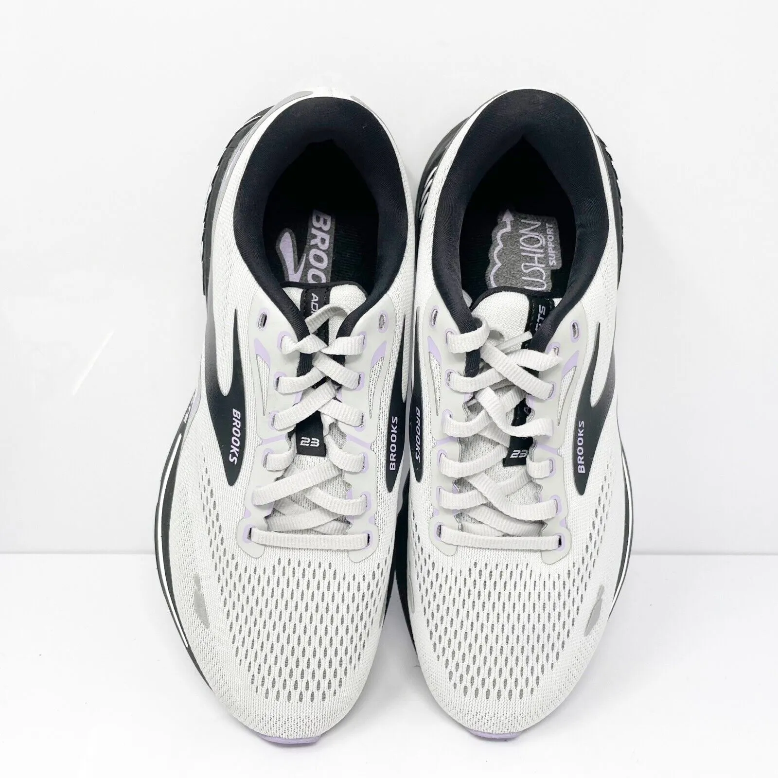 Brooks Womens Adrenaline GTS 23 1203811B039 White Running Shoes Sneakers Sz 9 B