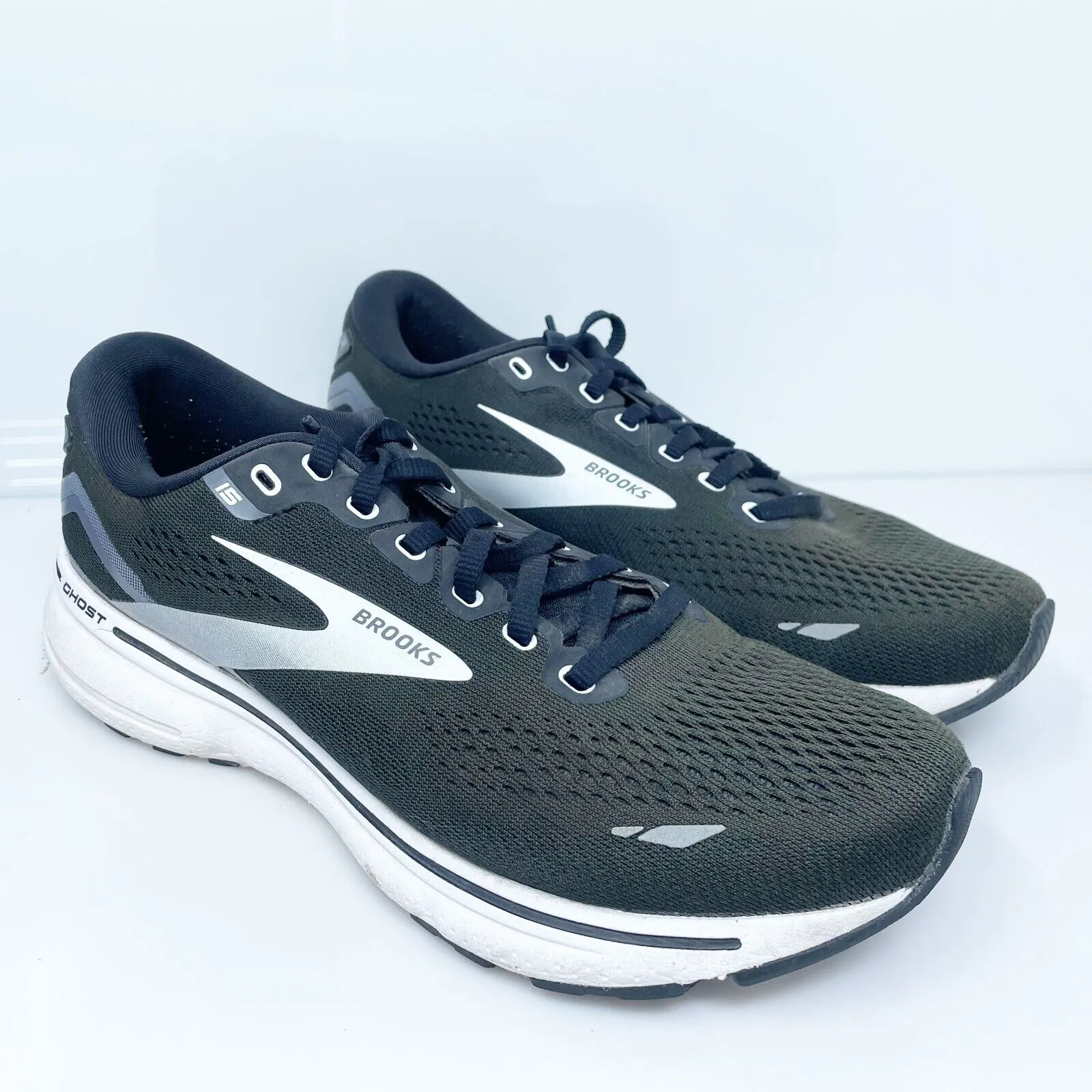 Brooks Womens Ghost 15 1203801D012 Black Running Shoes Sneakers Size 8.5 D