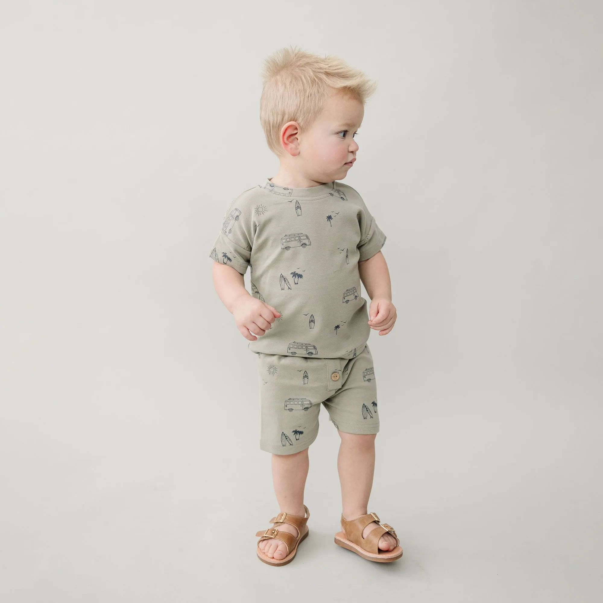Button Short Set - Beach