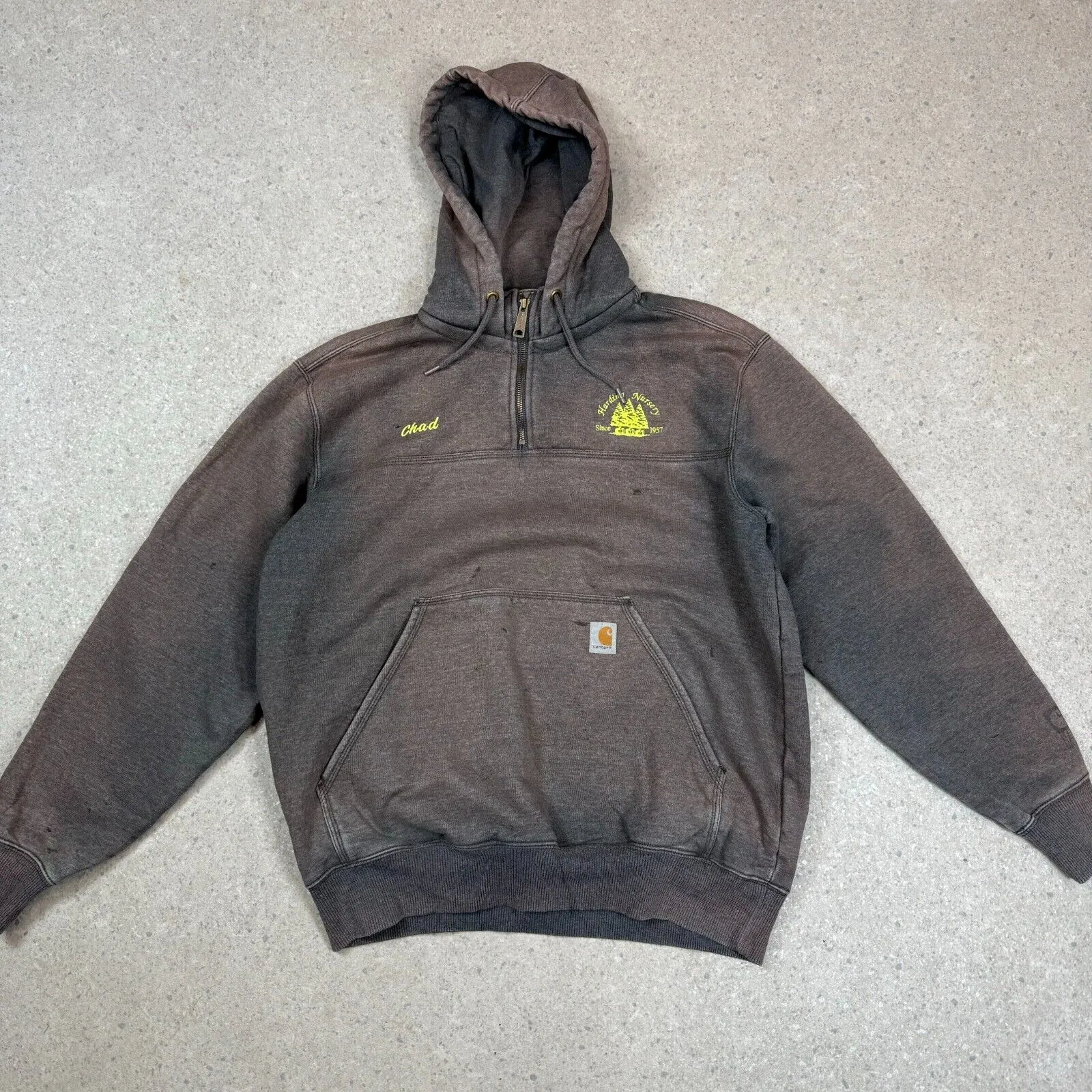 Carhartt 1/4 zip Hoodie Large Grey Rain Defender Paxton Heavyweight Sweatshirt