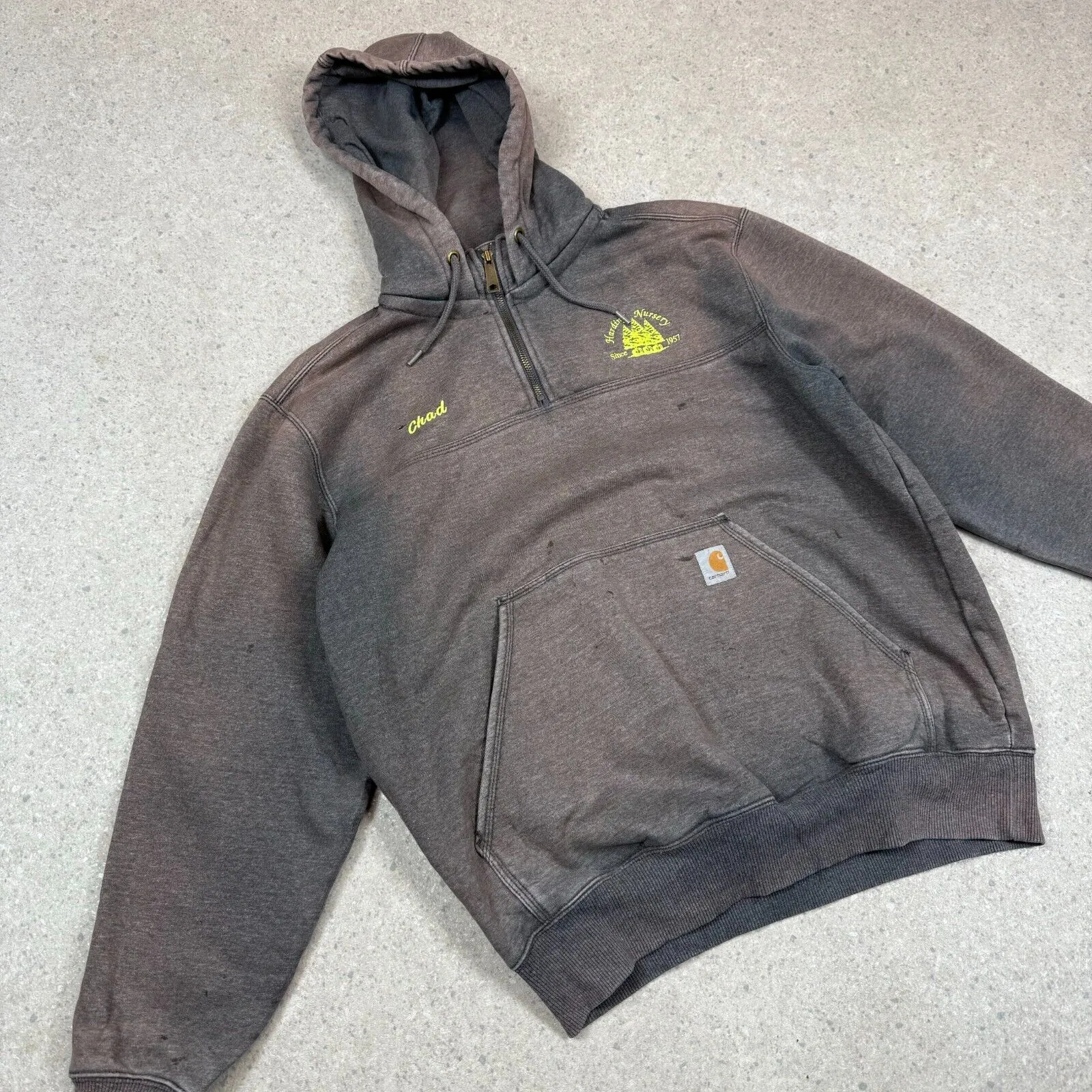 Carhartt 1/4 zip Hoodie Large Grey Rain Defender Paxton Heavyweight Sweatshirt