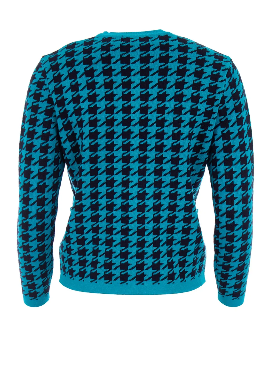 Castle of Ireland Houndstooth Button Up Cardigan, Blue