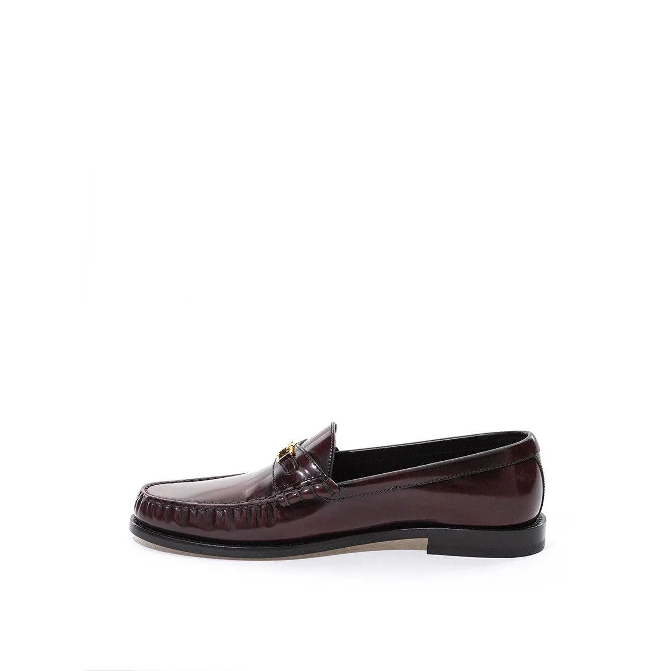 Celine Elegant Brown Leather Triomphe Loafers