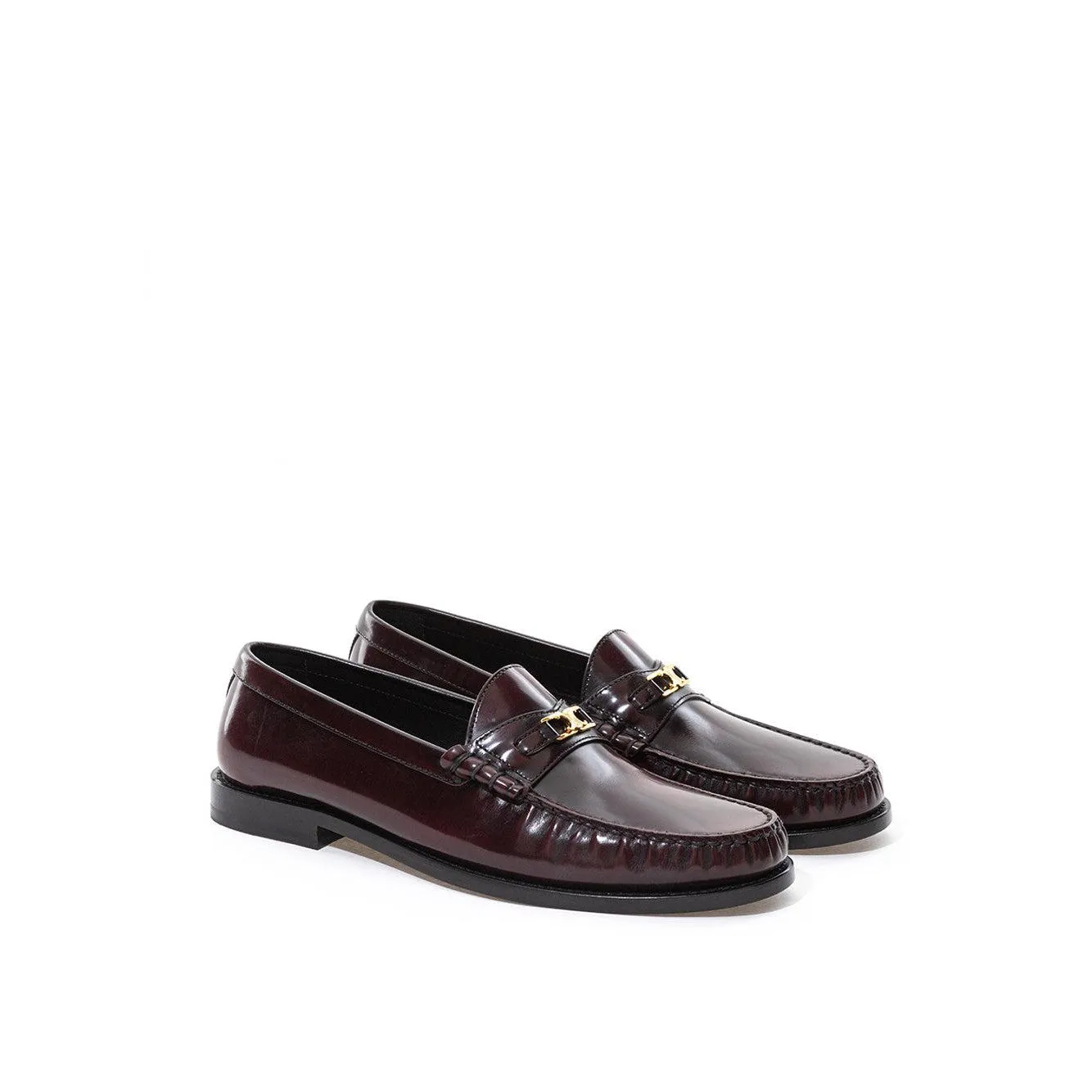 Celine Elegant Brown Leather Triomphe Loafers