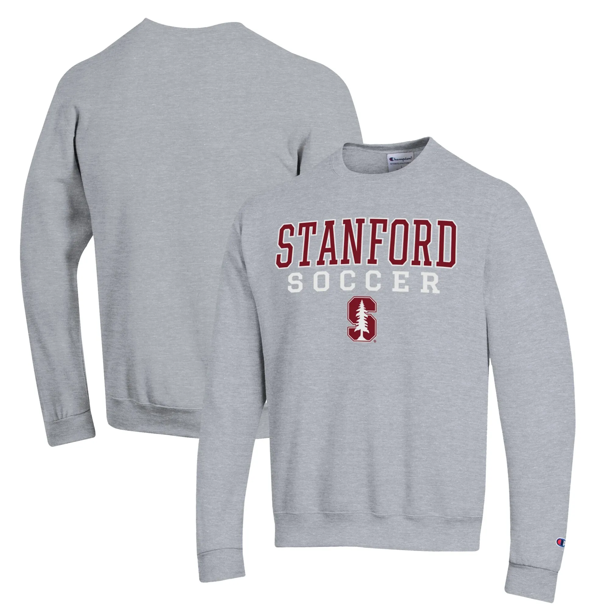 Champion Stanford Cardinal Gray Soccer Stack Logo Powerblend Pullover Sweatshirt